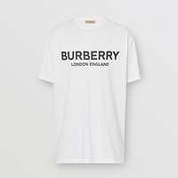 BURBERRY 徽标印花棉质 T 恤衫 80094951（XXL、白色）