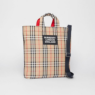 BURBERRY 格纹棉质混纺托特包 80177401