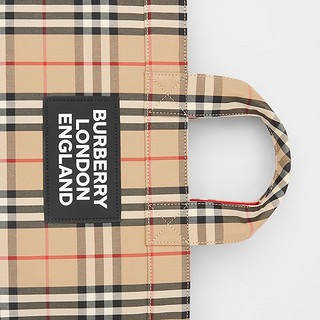 BURBERRY 格纹棉质混纺托特包 80177401