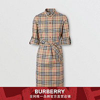 BURBERRY 女装 格纹衬衫式连衣裙 80245851（6、典藏米色）