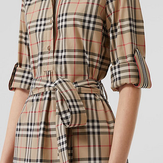 BURBERRY 女装 格纹衬衫式连衣裙 80245851（10、典藏米色）