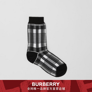 BURBERRY 格纹嵌花功能性弹力棉袜 80397541