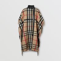 BURBERRY  格纹羊毛混纺拉链披肩 80232381