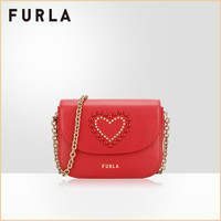 FURLA/芙拉七夕迷你双色钉珠拼接心型斜挎包