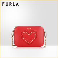 FURLA/芙拉七夕迷你双色钉珠拼接心型相机包