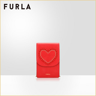 FURLA/芙拉七夕中号双色钉珠拼接心型手机包