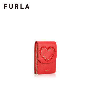 FURLA/芙拉七夕中号双色钉珠拼接心型手机包