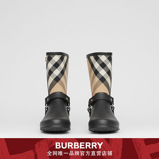 BURBERRY女鞋 条纹细节格纹橡胶雨靴 80344051
