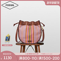 Fossil化石官方正品女包2020新品欧美潮流拼色单肩斜跨水桶包