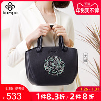 品牌真皮女包头层牛皮职场OL手提包中国风刺绣复古民族风单肩包女