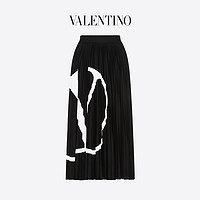 VALENTINO/华伦天奴 女士 黑色 VLogo Signature 百褶裙