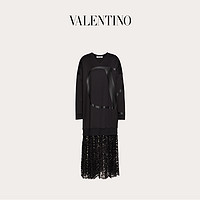 Valentino/华伦天奴蕾丝裙身VLogo Signature平纹针织连衣裙