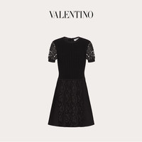 Valentino/华伦天奴女士 黑色弹力粘胶与蕾丝针织连衣裙