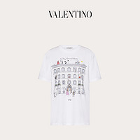 Valentino/华伦天奴男士新品白色 #CHEZMAISON 印花纯棉圆领T恤