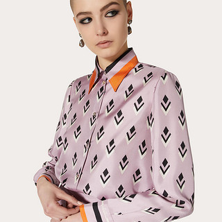 Valentino/华伦天奴女士 粉色印花斜纹布衬衣