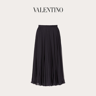 Valentino/华伦天奴女士新品 深蓝色 褶饰雪纺绸半裙