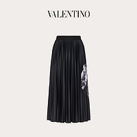 Valentino/华伦天奴 女士 黑色 印花褶饰平纹针织裙