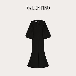 Valentino/华伦天奴女士新品 黑色 弹力双层绉纱羊毛连衣裙