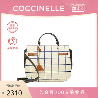 新品 COCCINELLE/可奇奈尔DIDI斜挎包女士格纹拼色牛皮手提单肩包