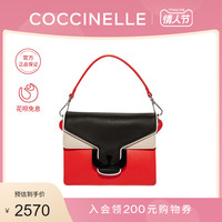 新品COCCINELLE/可奇奈尔AMBRINE斜挎包细粒面牛皮撞色手提单肩包