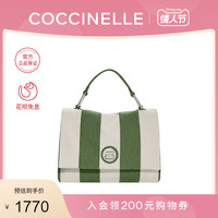 20新品COCCINELLE/可奇奈尔LIYA大号帆布牛皮手提斜挎包