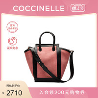 新品COCCINELLE/可奇奈尔MADELAINE斜挎包女麂皮拼色单肩包吊床包