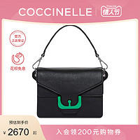 明星同款新品COCCINELLE/可奇奈尔AMBRINE斜挎包女牛皮撞色单肩包