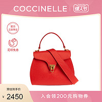 林允同款COCCINELLE/可奇奈尔MARVIN斜挎女牛皮刻字单肩回形针包