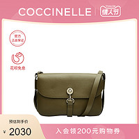 新品 COCCINELLE/可奇奈尔 MADRAGUE斜挎包女士马鞍包牛皮单肩包