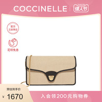 2020春夏新品COCCINELLE/可奇奈尔FLORENCE黄麻牛皮单肩斜挎包