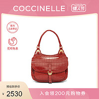 COCCINELLE/可奇奈尔FAUVE小号女鳄鱼纹印花单肩包