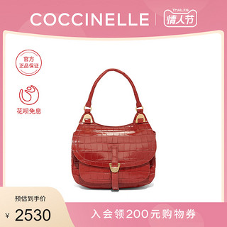 COCCINELLE/可奇奈尔FAUVE小号女鳄鱼纹印花单肩包