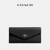 COACH/蔻驰女士三折钱包浅黄色硬件/黑色