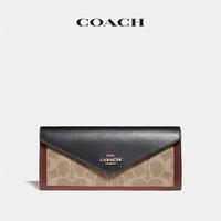 COACH/蔻驰女士经典标志复古时尚潮流软质钱包 棕褐色黑色