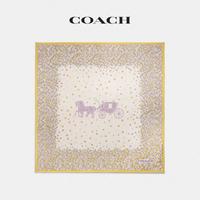 COACH/蔻驰 女士马车图案和茶玫瑰格纹印花方巾