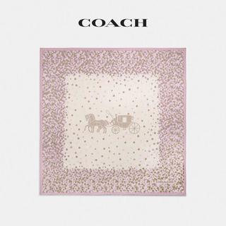 COACH/蔻驰 女士马车图案和茶玫瑰格纹印花方巾