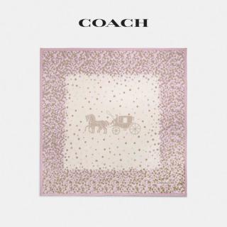 COACH/蔻驰 女士马车图案和茶玫瑰格纹印花方巾