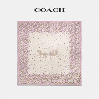 COACH/蔻驰 女士马车图案和茶玫瑰格纹印花方巾