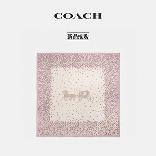 COACH/蔻驰 女士马车图案和茶玫瑰格纹印花方巾