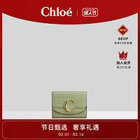 Chloe蔻依鳄鱼纹压花小牛皮拼接时尚小号CHLOE C三折钱包