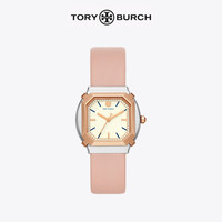 TORY BURCH 汤丽柏琦 女款 双T Logo皮表带 石英手表女 TBW5101