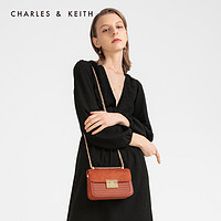 CHARLES&KEITH女包CK2-80700972-3复古编织翻盖单肩包女（Burgundy葡萄酒红色）