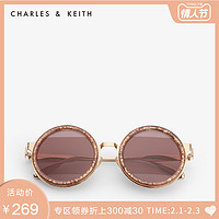 CHARLES&KEITH墨镜CK3-31280299时尚撞色圆形女士太阳镜