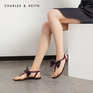 CHARLES&KEITH女鞋CK1-70390265蝴蝶结饰女士夹趾凉鞋