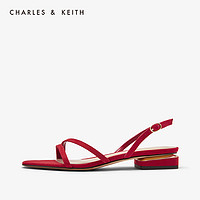 CHARLES&KEITH女鞋CK1-70900185不对称绊带低跟凉鞋