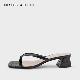 CHARLES&KEITH女鞋CK1-60920219压纹夹趾凉拖鞋