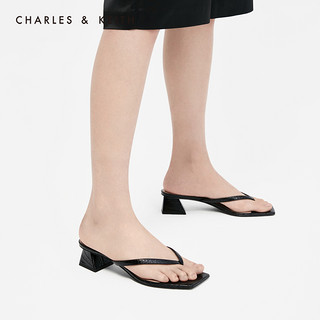 CHARLES&KEITH女鞋CK1-60920219压纹夹趾凉拖鞋