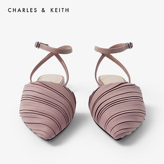 CHARLES&KEITH女鞋CK1-70390288褶皱鞋面尖头凉鞋
