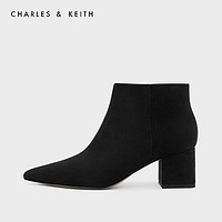 CHARLES&KEITH秋冬女靴CK1-91680022粗跟踝靴短靴女