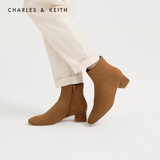 CHARLES&KEITH秋冬女靴CK1-91680058圆头中跟短靴女